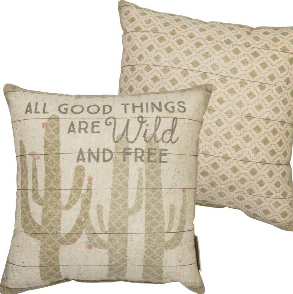 Wild & Free cactus pillow